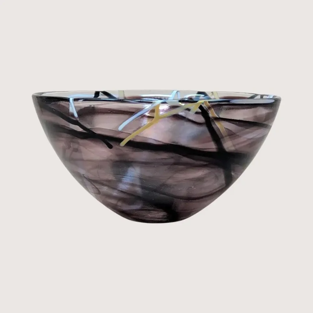 1990s Kosta Boda Art Anna Ehrner Contrast Line Minimalist Style Glass Bowl
